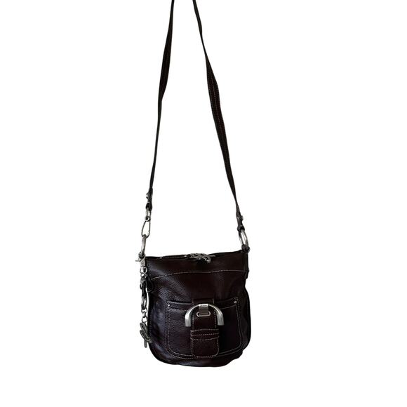 B. Makowsky Brown Leather Cross Body Bag - Picture 1 of 8